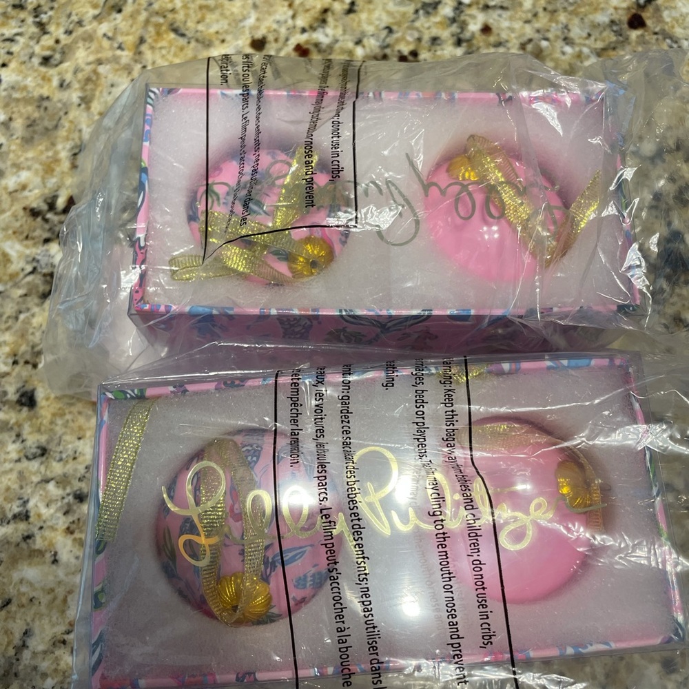 2 sets of Lilly Pulitzer Christmas Bulbs